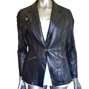 315. NWT Clara Sun Woo Black Faux Leather Jacket - Size Small
